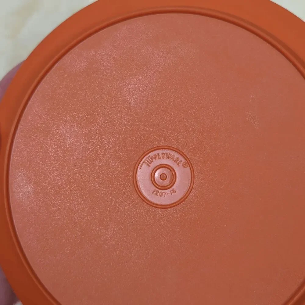 Vintage Tupperware Serve and Seal Bowl and Plate Lid Dark Orange
